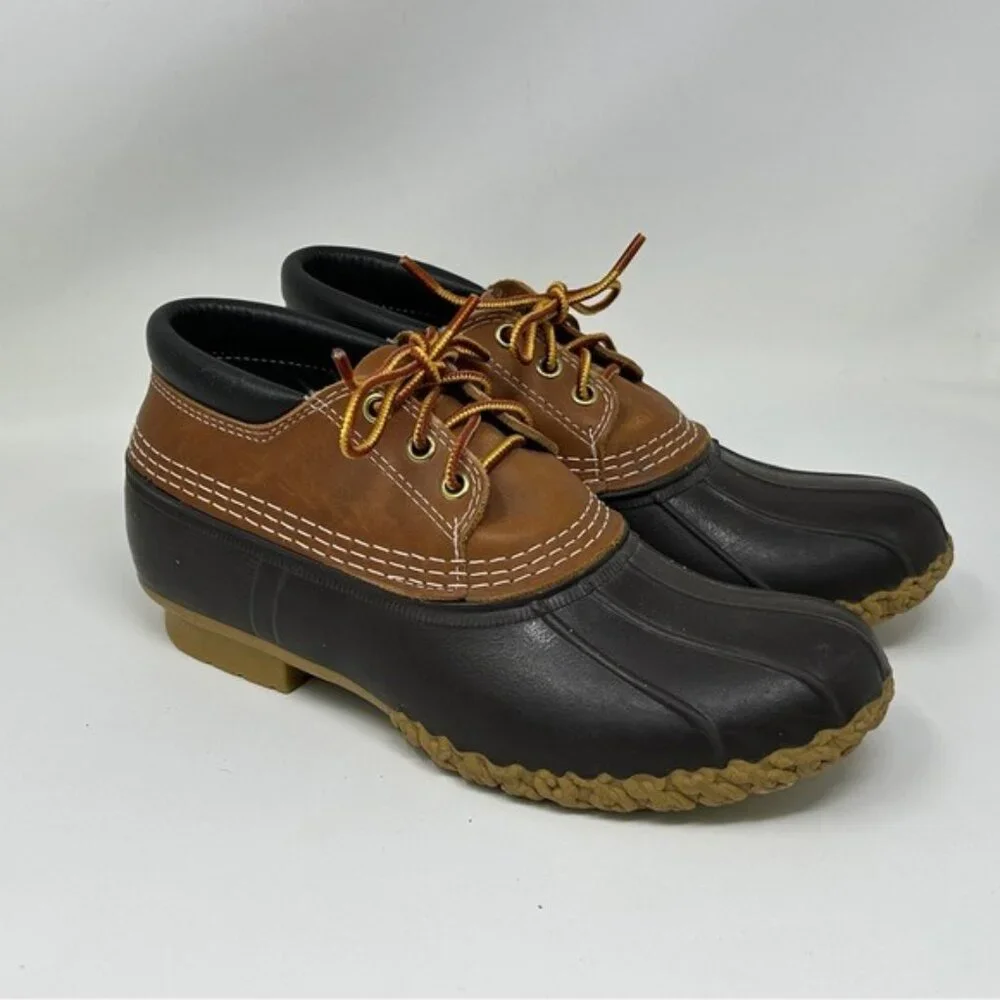 LL Bean Leather Unlined Gumshoe Low Ankle Duck Boots Size 7 N rain